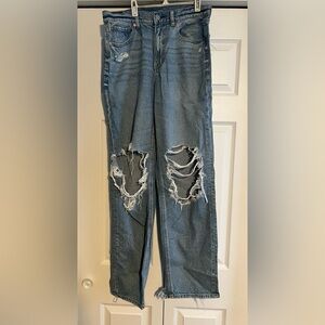 American Eagle super high rise baggy straight jeans - 8 long